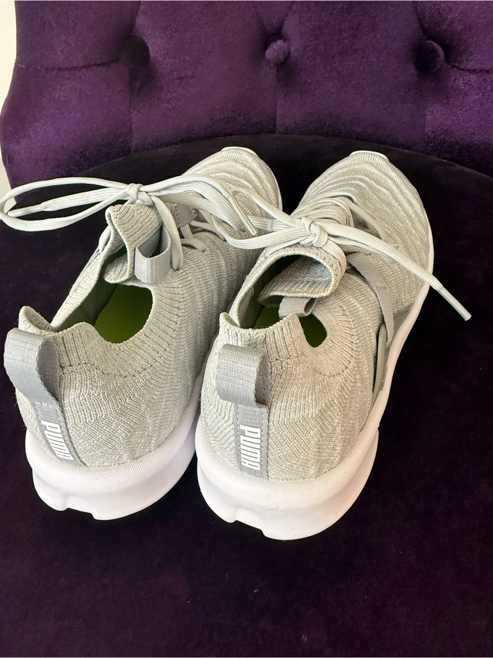 Light Grey Knit Lace-Up Sneakers